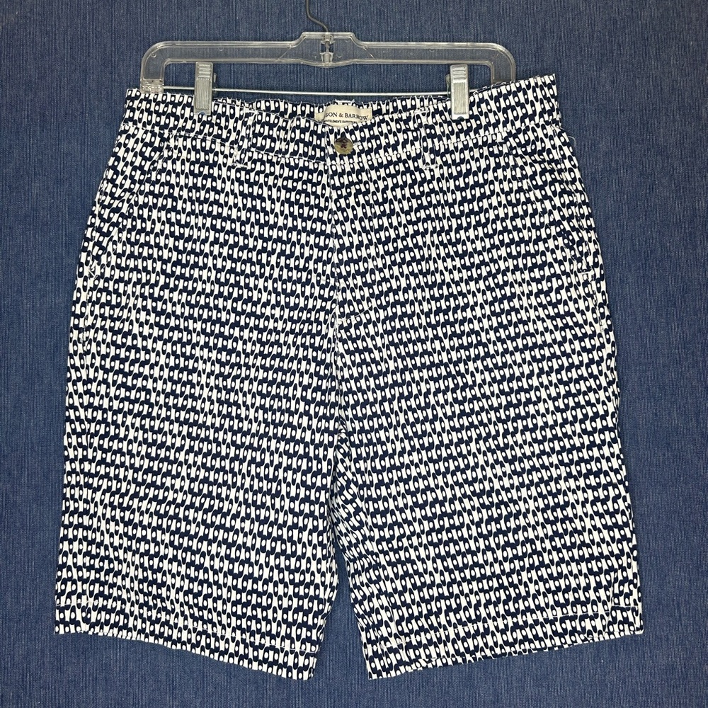 Bonobos Men's Navy and White Patterned Flat Front Shorts